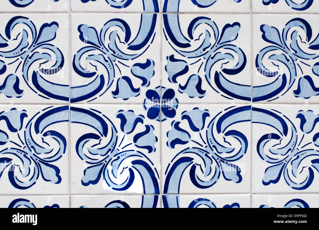 Traditional Portuguese glazed tiles Stock Photo