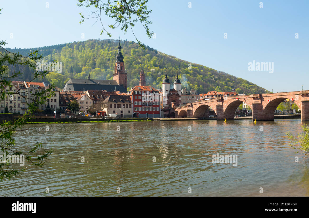 Old bridge into town of Heidelberg Germany Stock Photo - Alamy