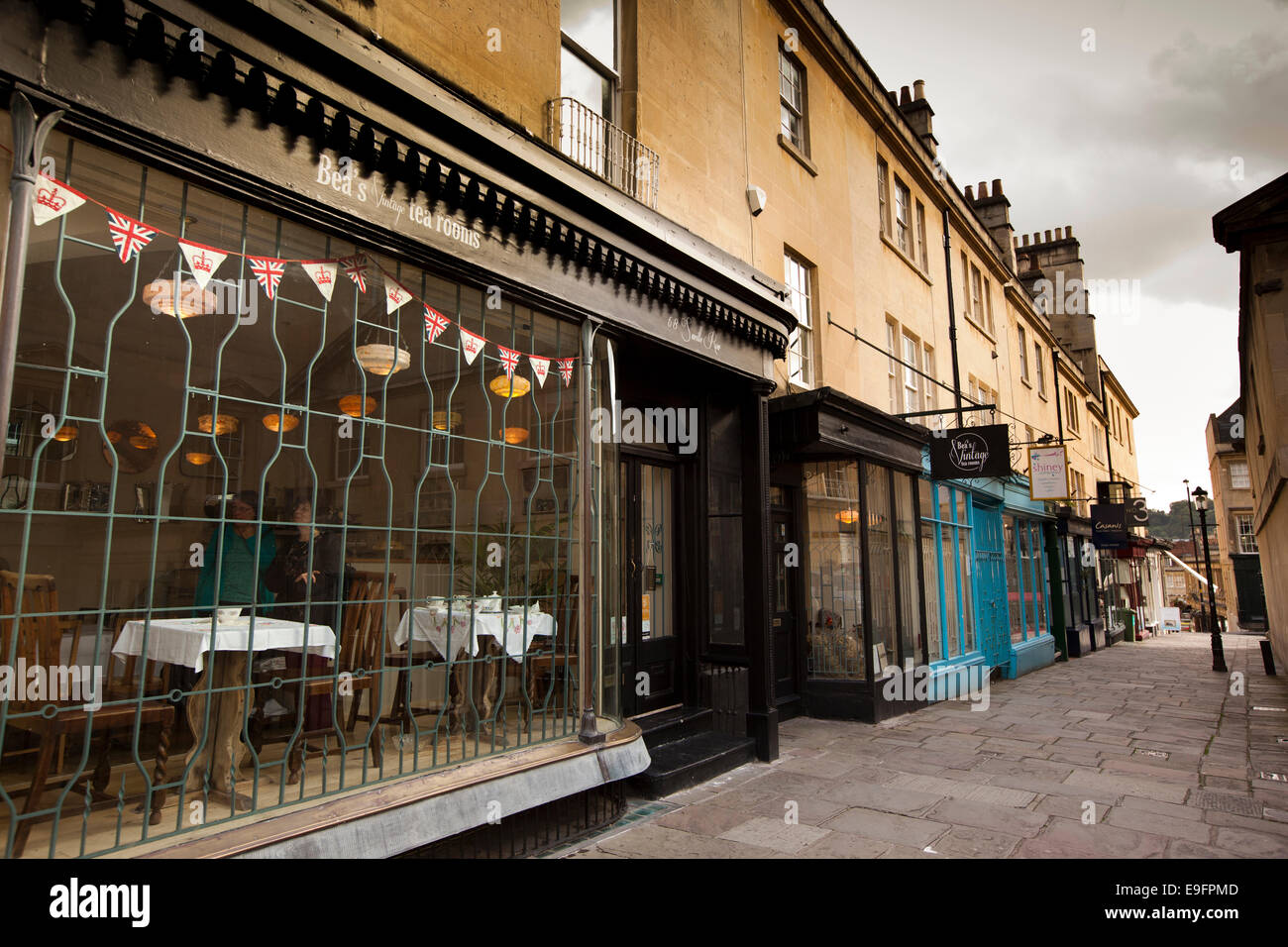 UK, England, Wiltshire, Bath, Saville Row, shops and cafes Stock Photo