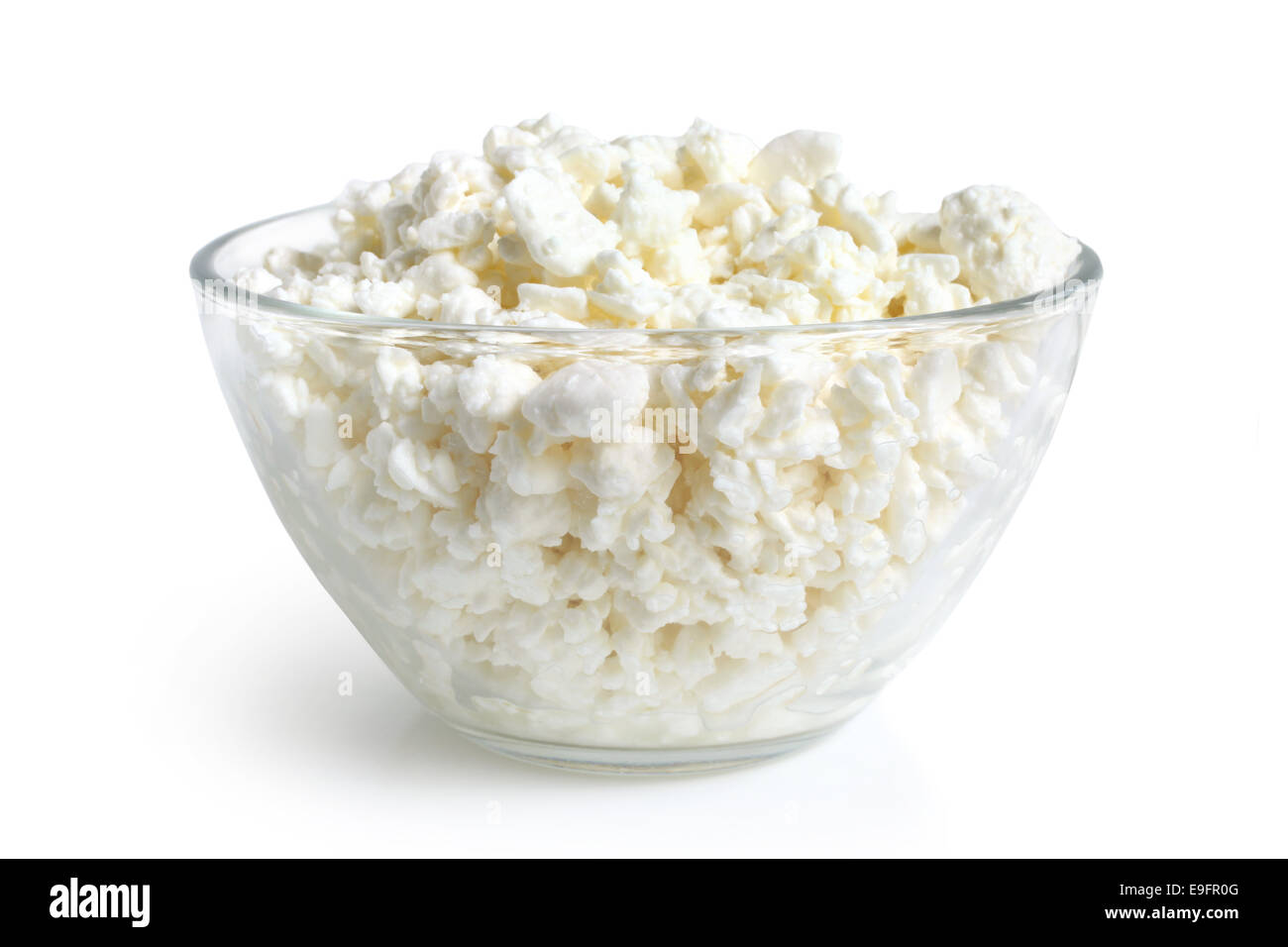 Cottage cheese in glass bowl Stock Photo Alamy