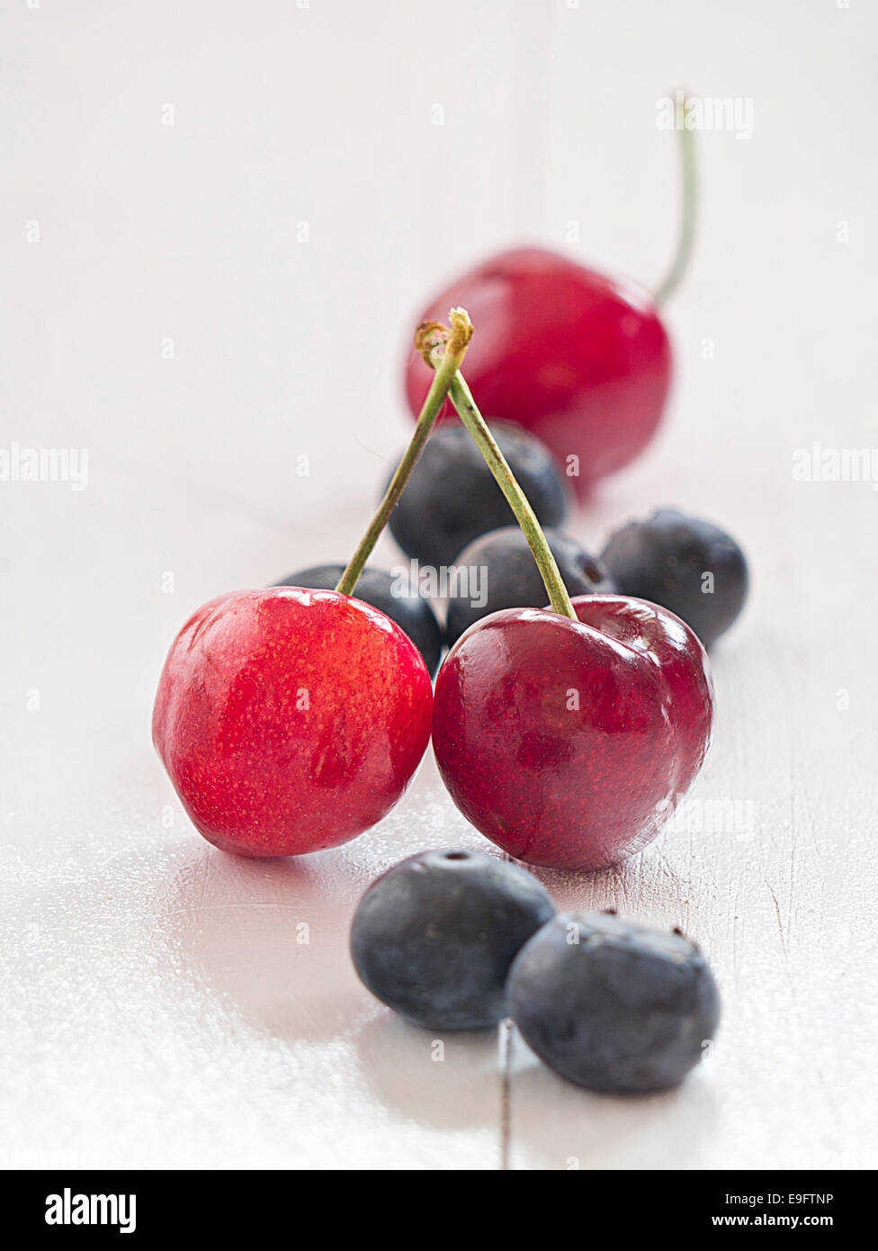 Cherries and blueberries Stock Photo Alamy