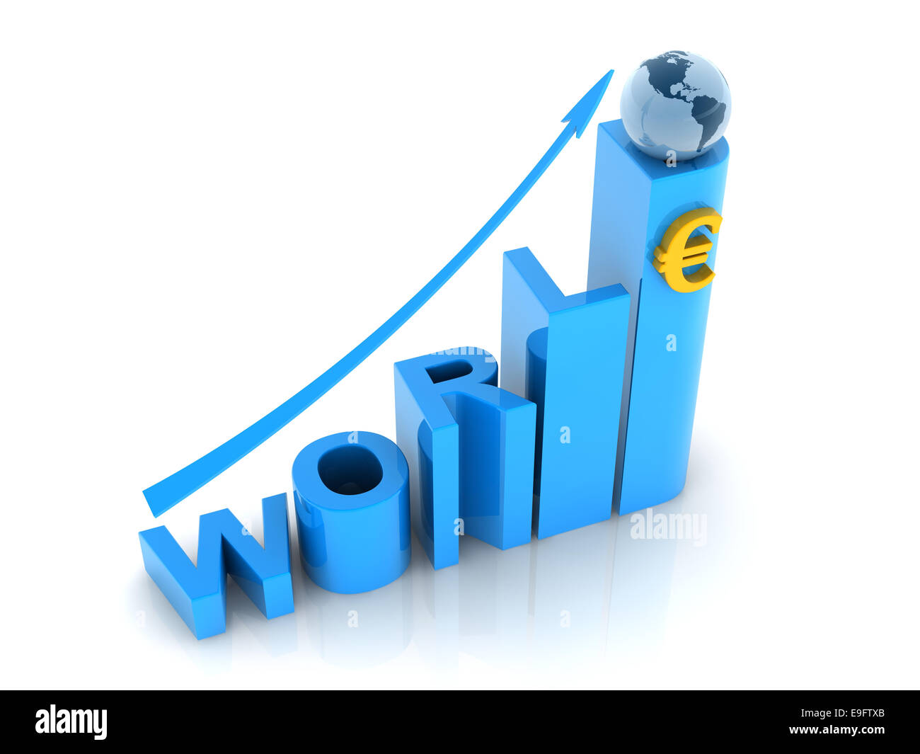 earth sphere and € symbol on 3d text "WORLD".Elements of this image