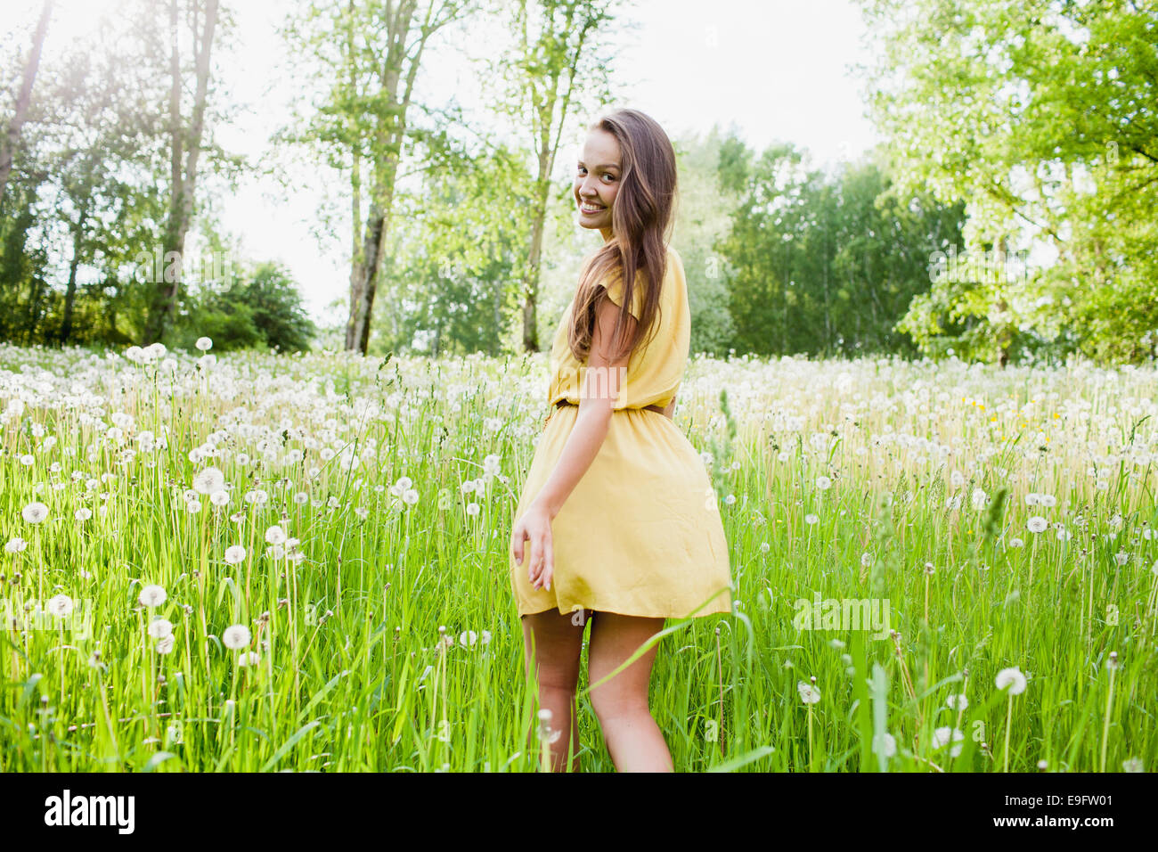 girl in a meadow Stock Photo - Alamy