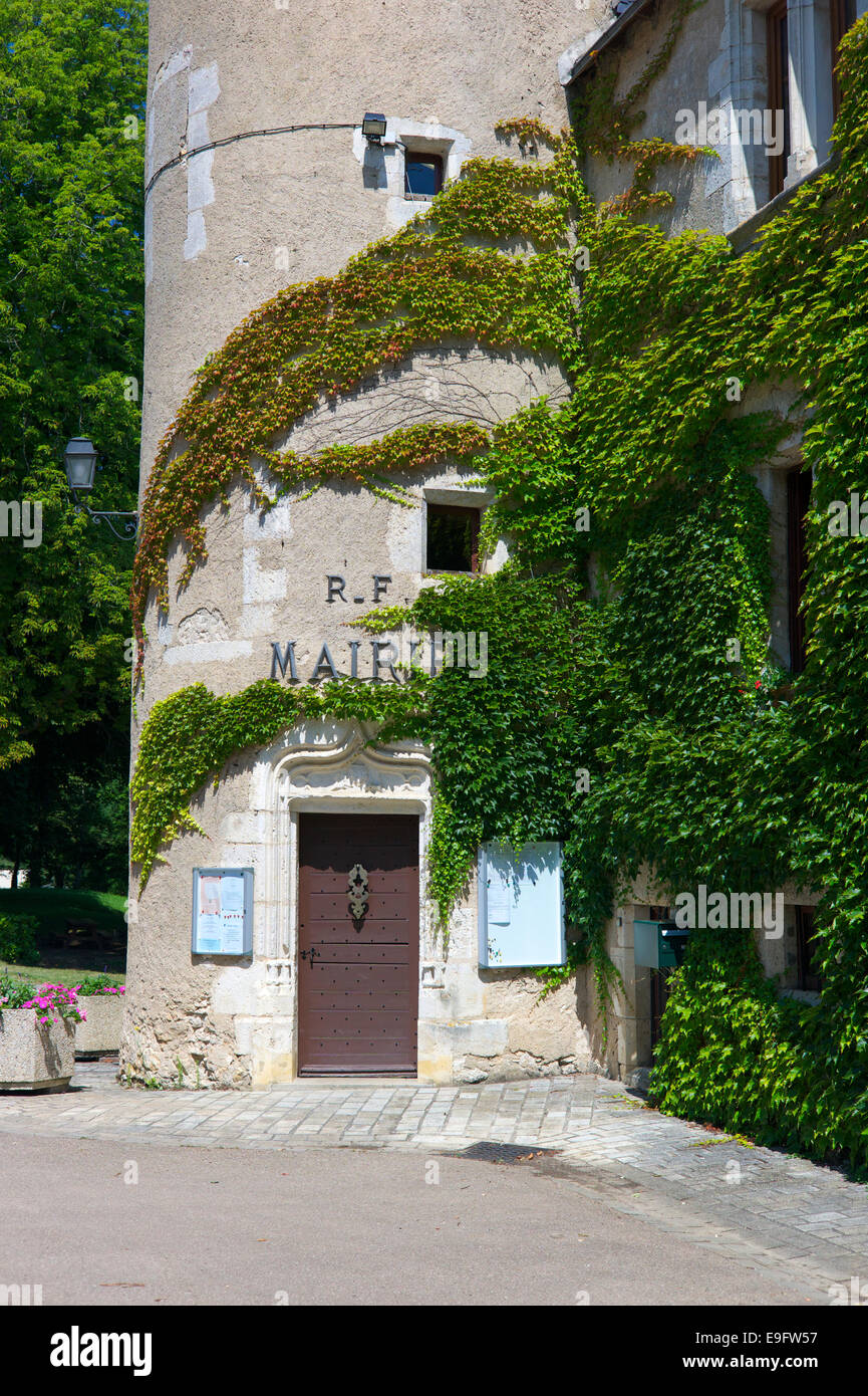 The Mairie (town hall) in the chateau at Le Pont-Chretien-Chabenet, Indre, France Stock Photo