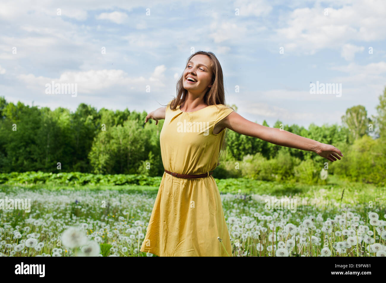 Meadow girl jump hi-res stock photography and images - Alamy
