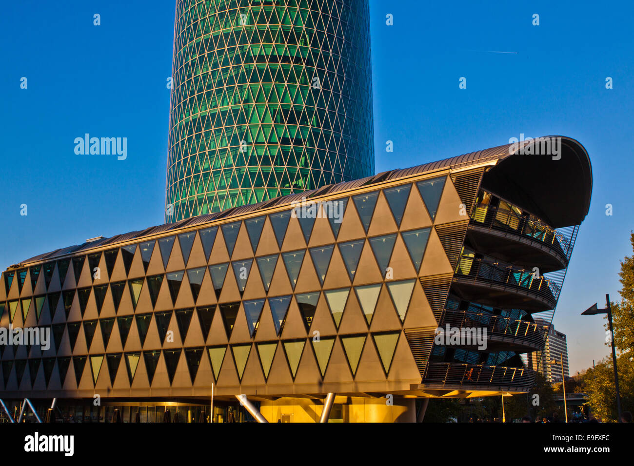 West Harbor and the West Tower in Frankfurt Stock Photo