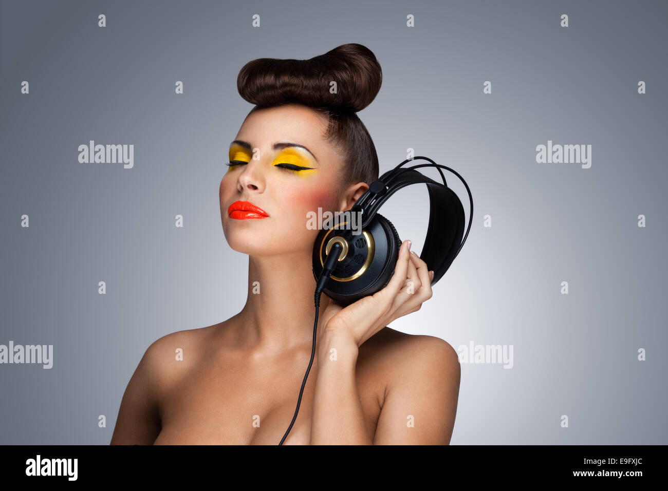The headphones fashion. Stock Photo