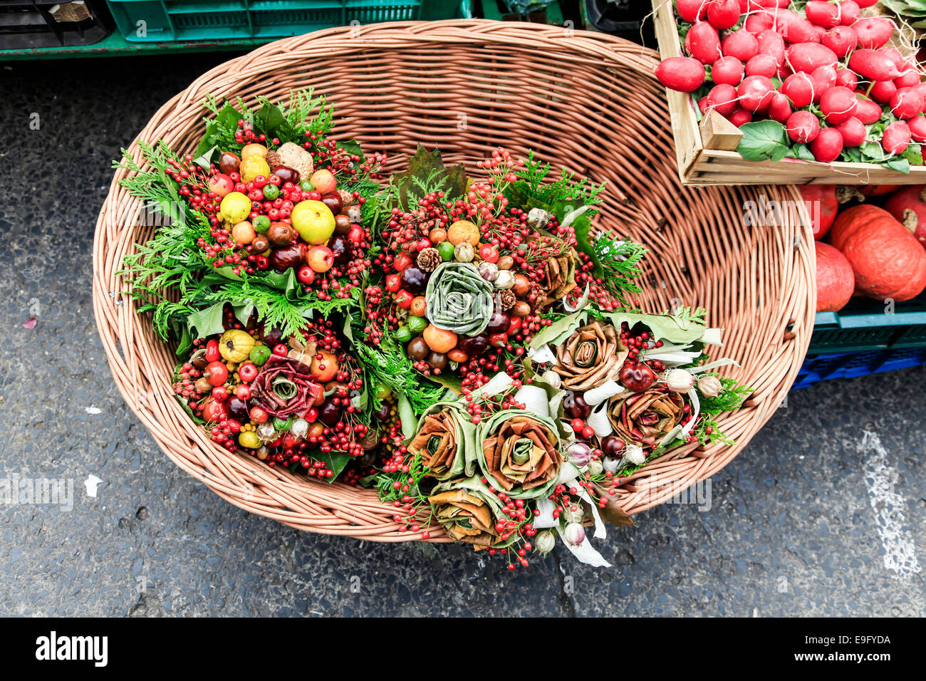 Fruit and vegetables displayed at the market, Krakow, Poland Stock