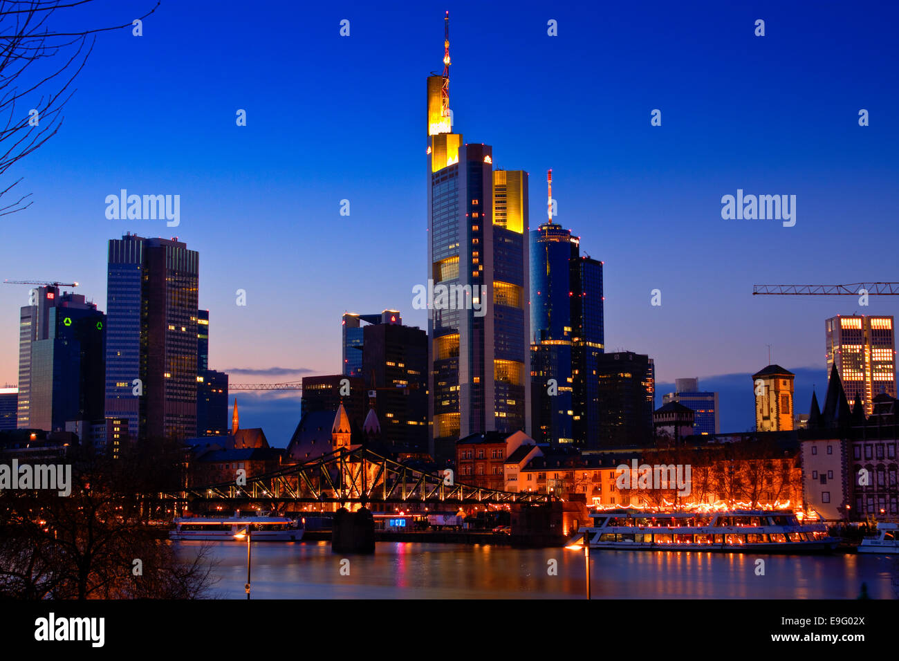 Frankfurt at night Stock Photo