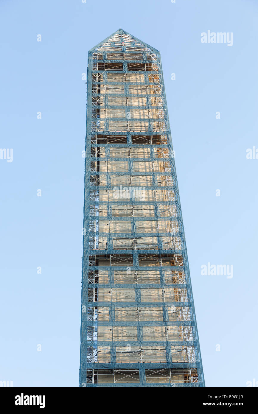 Washington Monument scaffolding Stock Photo