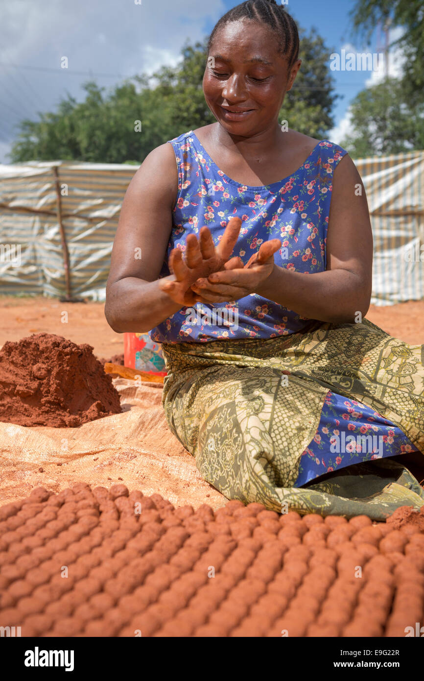 Making of edible dirt for commercial purposes in Dar es Salaam, Tanzania, East Africa. Stock Photo