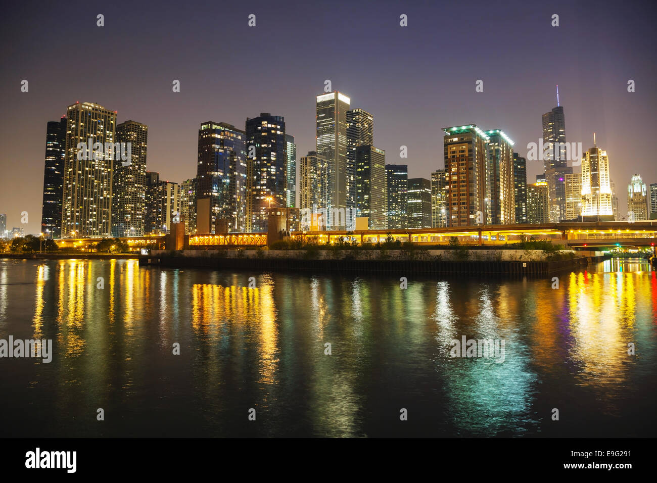 Chicago downtown cityscape panorama Stock Photo - Alamy