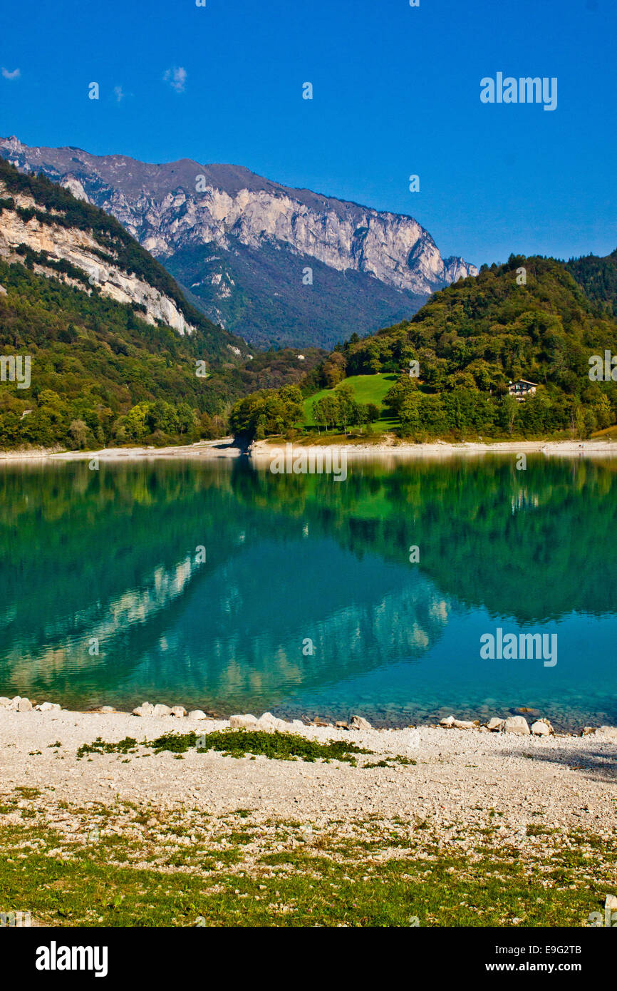 Mountain Lake Lago di Tenno Stock Photo