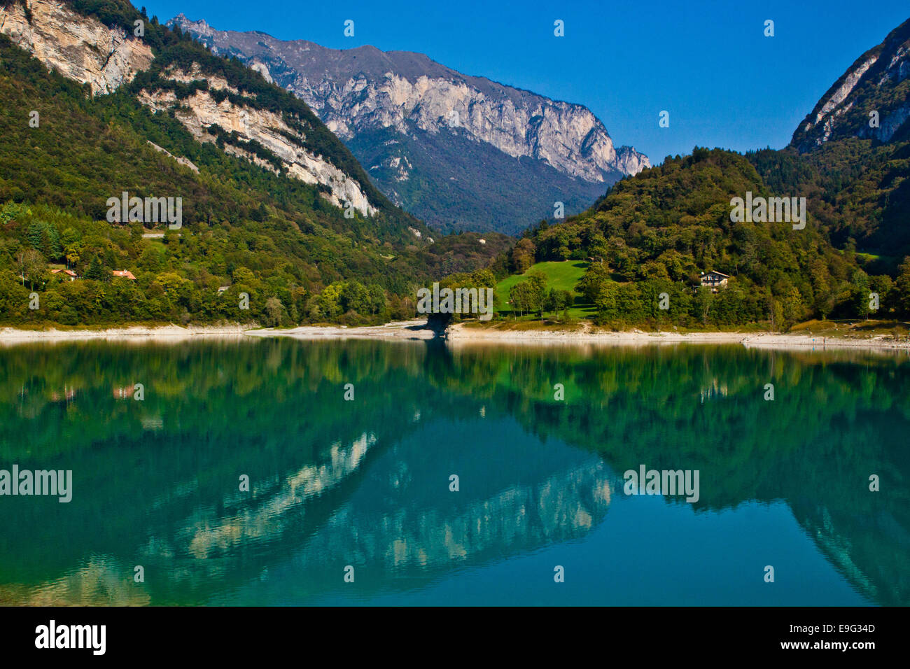 Mountain Lake Lago di Tenno Stock Photo