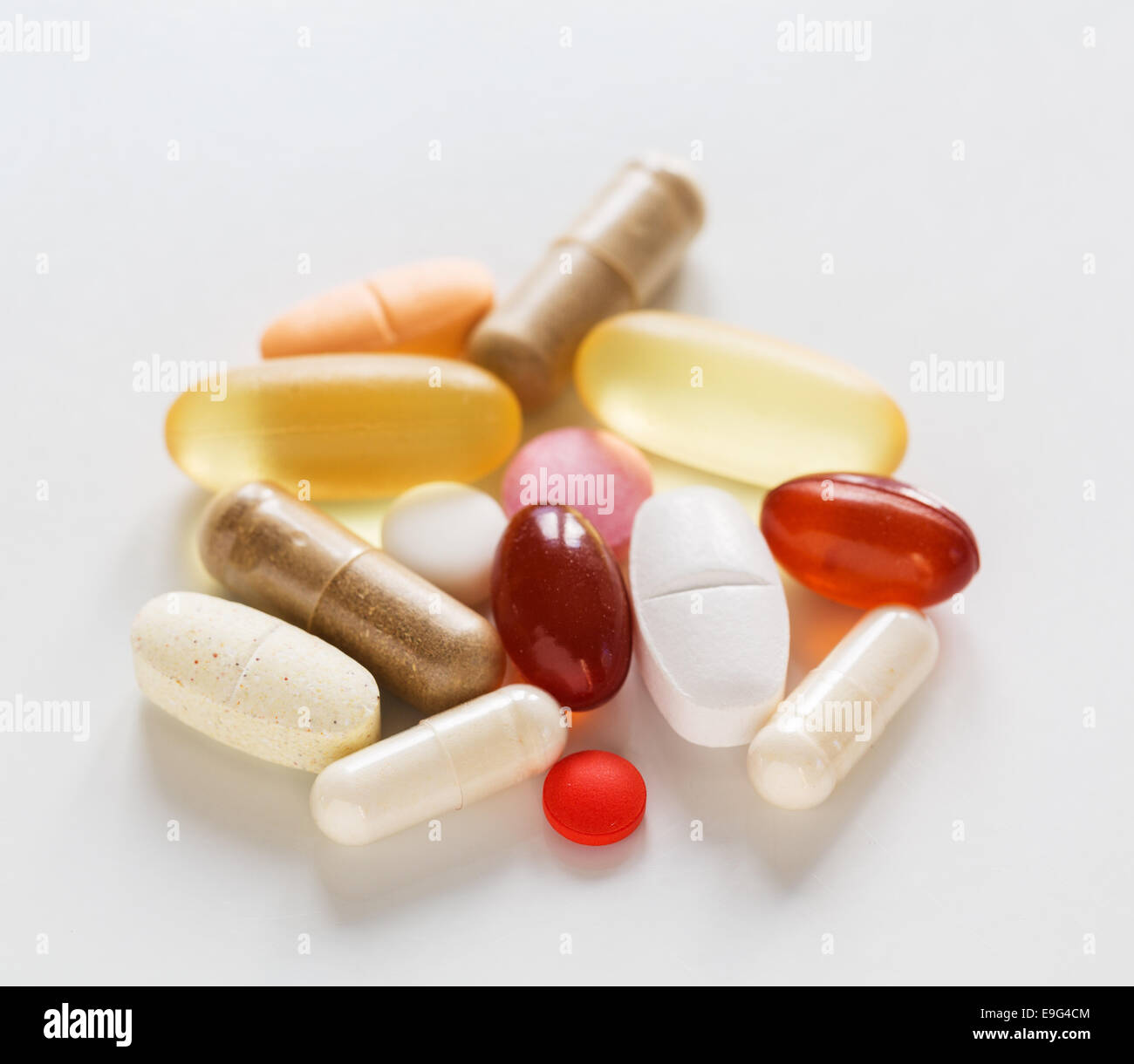 Collection of vitamins and supplements Stock Photo