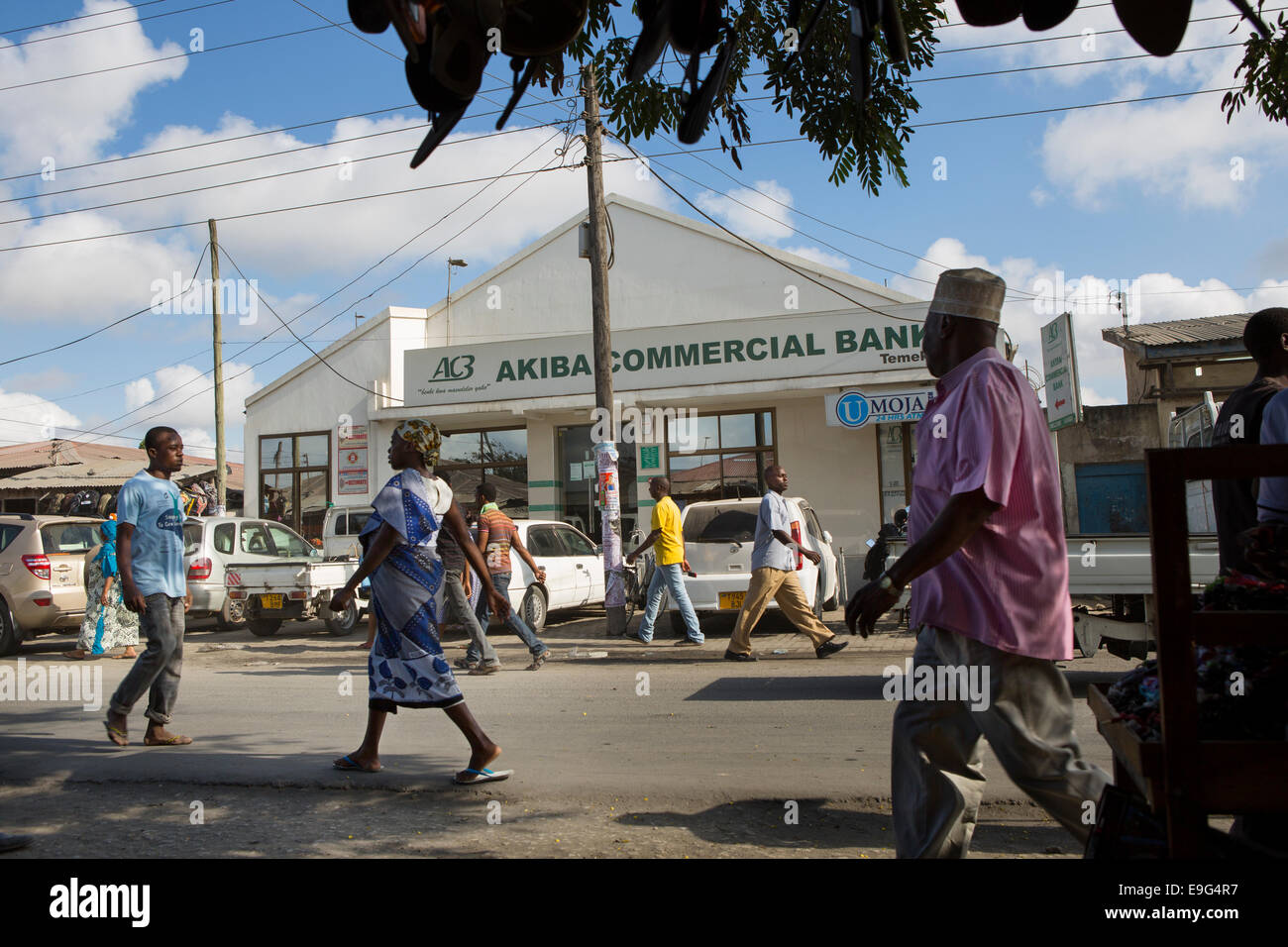 Exterior commercial bank in Dar es Salaam, Tanzania, East Africa. Stock Photo