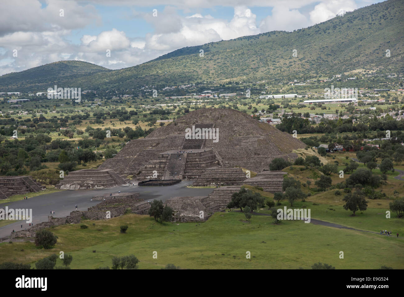 Pyramid of The Moon View from pyramid of the Sun,Teotihuacan,Mexico Stock Photo