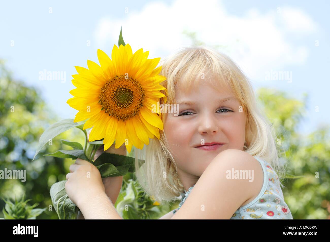 girl with sunflower Stock Photo - Alamy