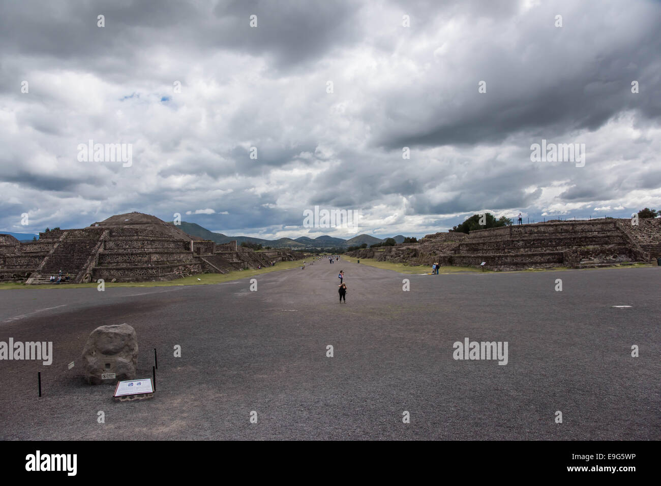 Avenue of the dead,View from pyramid of the moon,Teotihuacan,Mexico Stock Photo