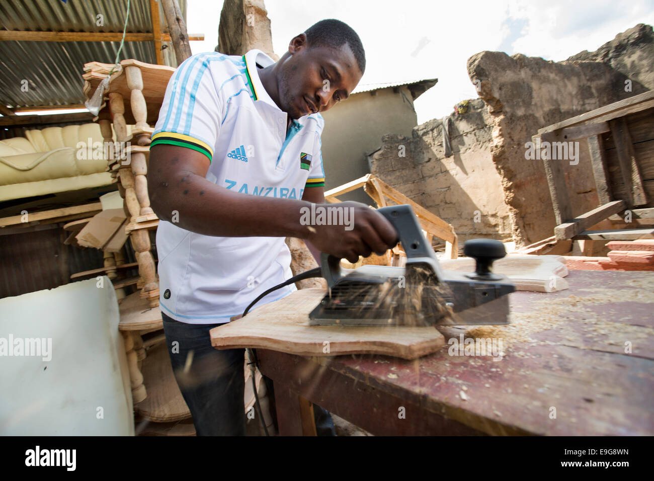 Carpenter in Dar es Salaam, Tanzania, East Africa. Stock Photo