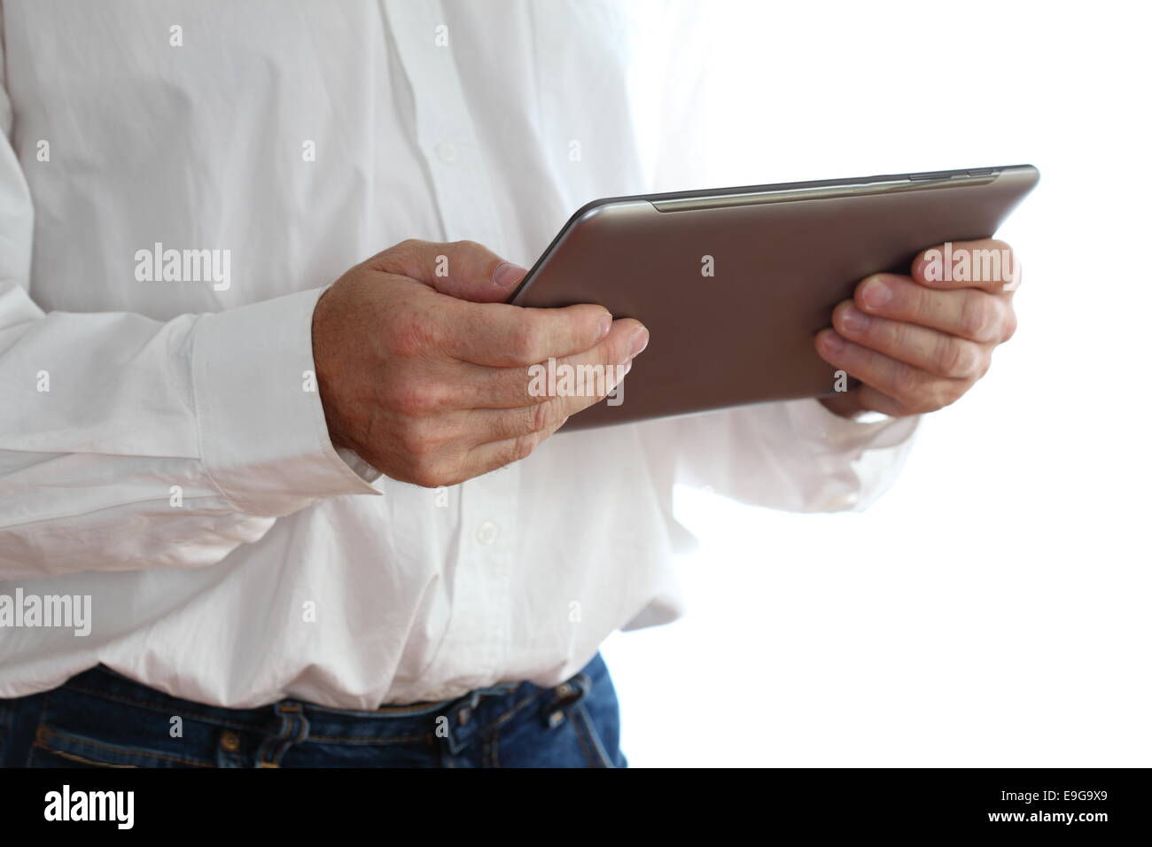 mobile computer in hand Stock Photo