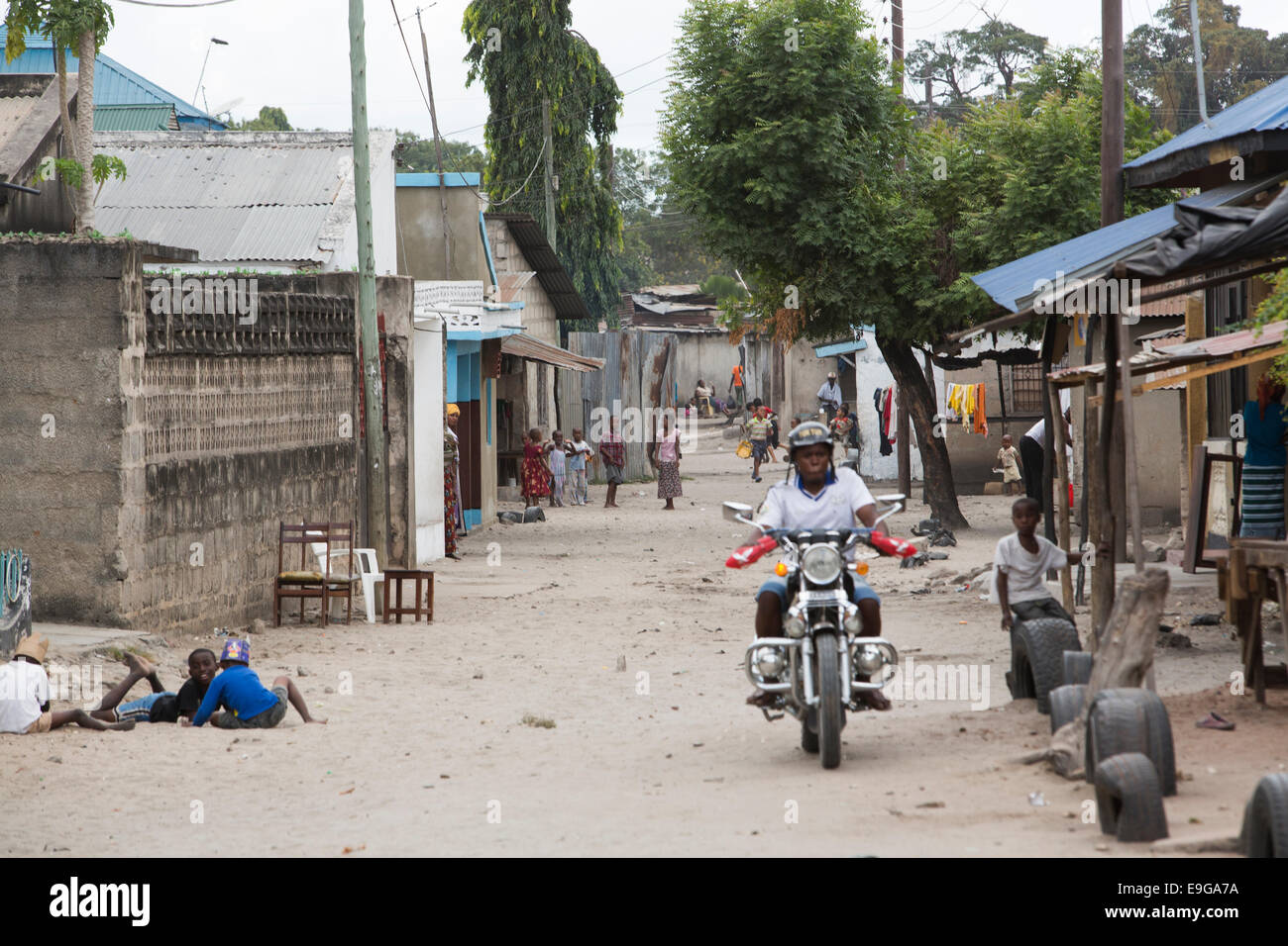 Busy street scene in Dar es Salaam, Tanzania, East Africa. Stock Photo