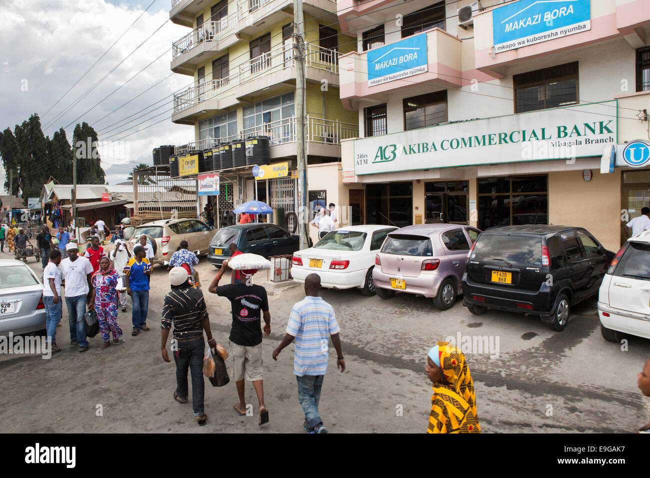 Exterior commercial bank in Dar es Salaam, Tanzania, East Africa. Stock Photo