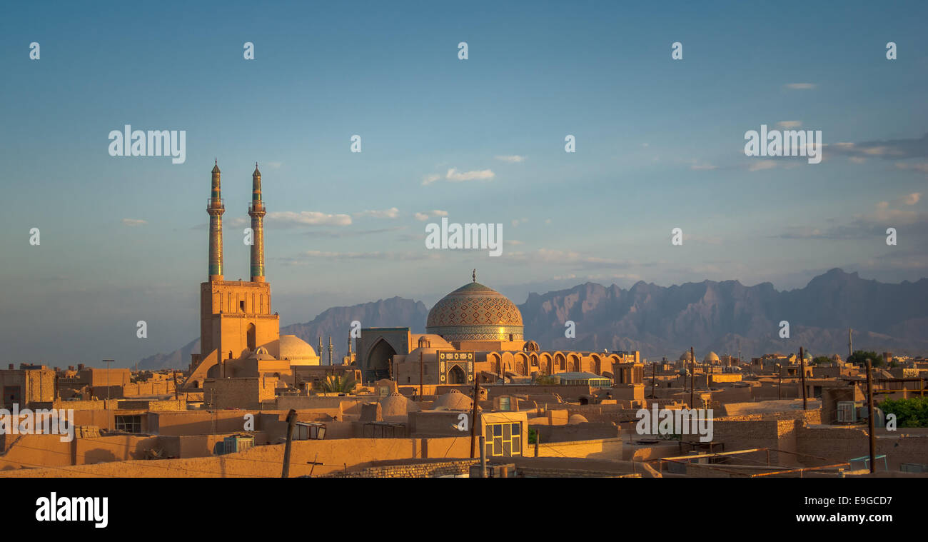 Sunset over ancient city of Yazd, Iran Stock Photo