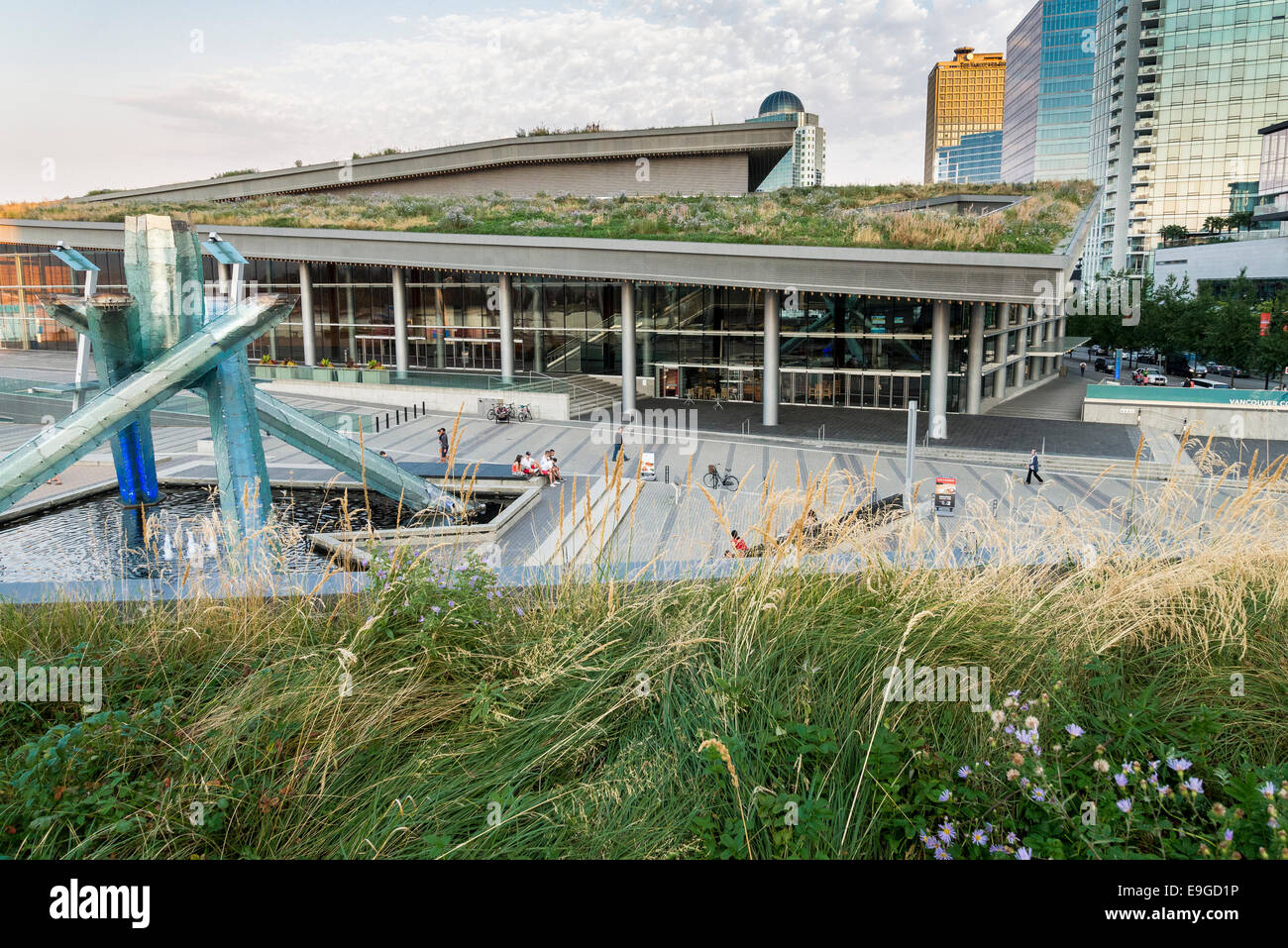 Living roof at Vancouver Convention Centre West, Vancouver, British Columbia, Canada Stock Photo