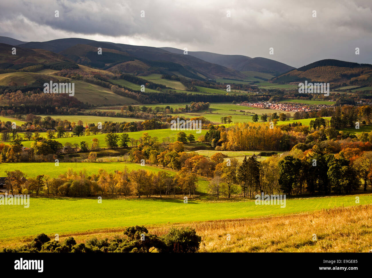 Tweed Valley viewed from Glentress, autumn scenic  few miles east of Peebles, Scottish Borders, Scotland, UK Stock Photo