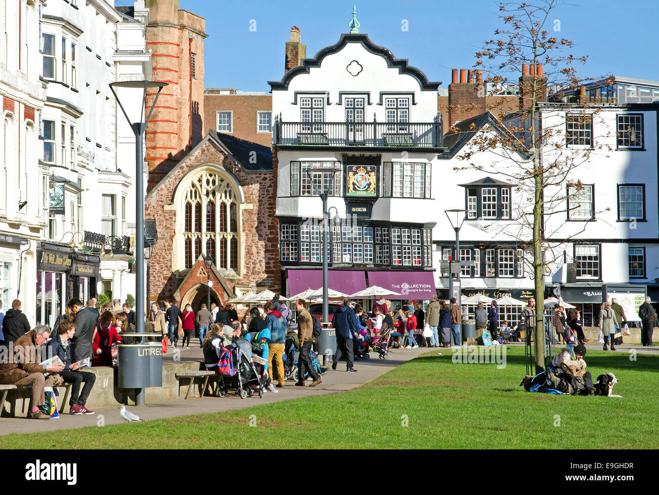 Cathedral square, Exeter, Devon, UK Stock Photo