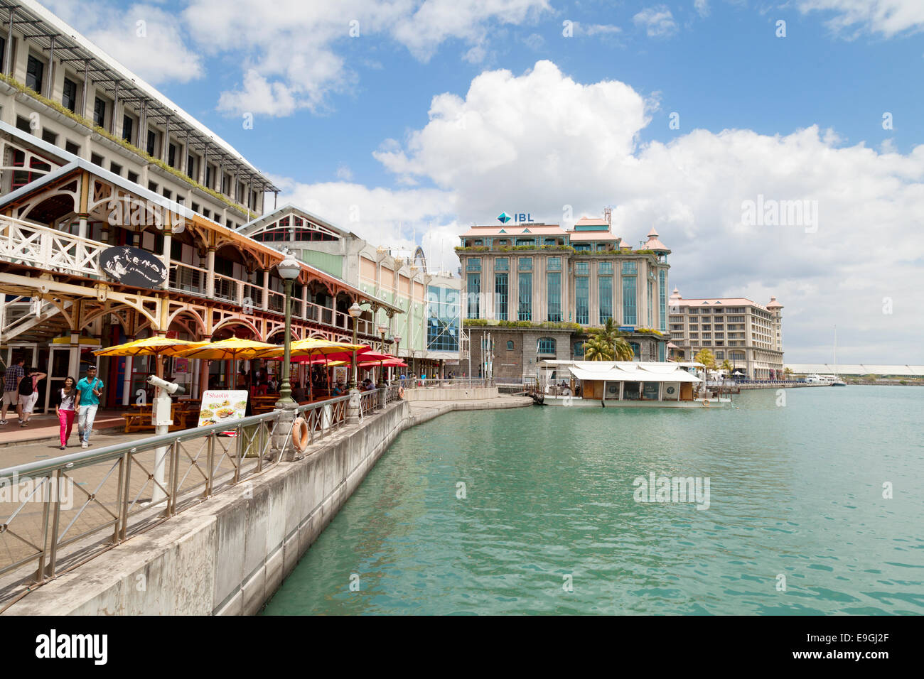 The modern Caudan Waterfront area, Port Louis, Mauritius Stock Photo