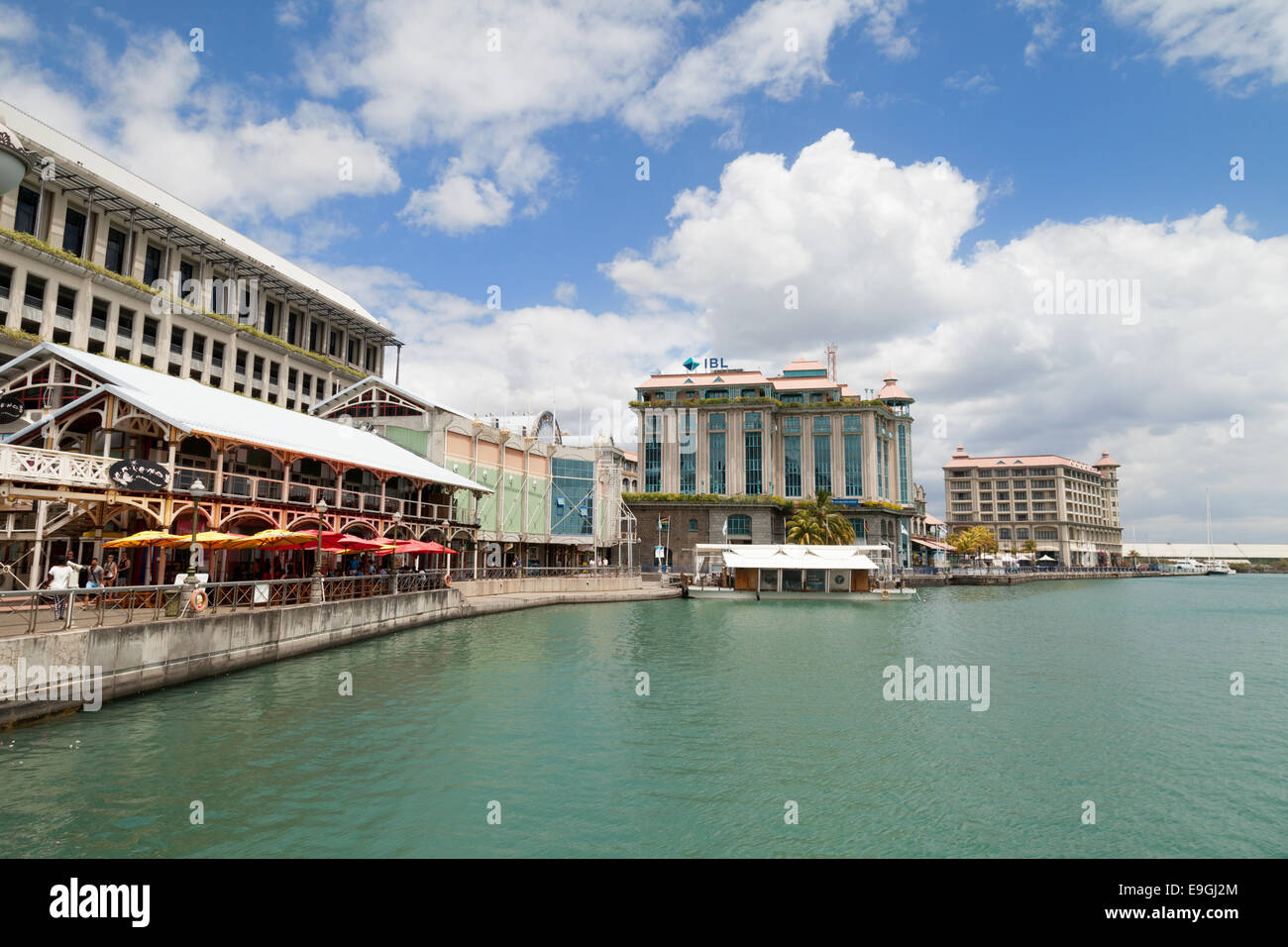 The modern Caudan Waterfront area, Port Louis, Mauritius Stock Photo