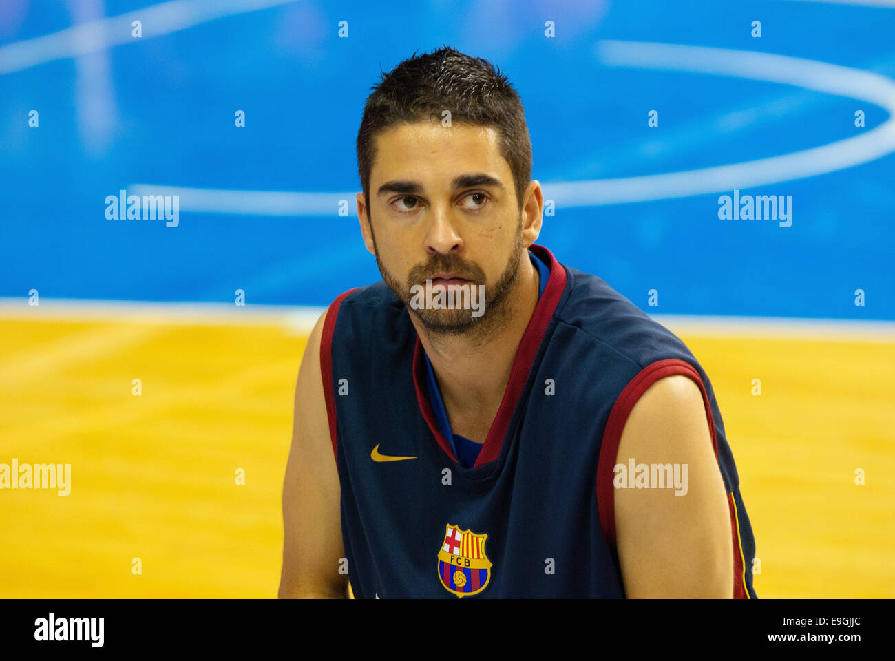 BARCELONA - JUNE 15: Juan Carlos Navarro plays against TAU Vitoria basketball team at Palau Blaugrana. Stock Photo