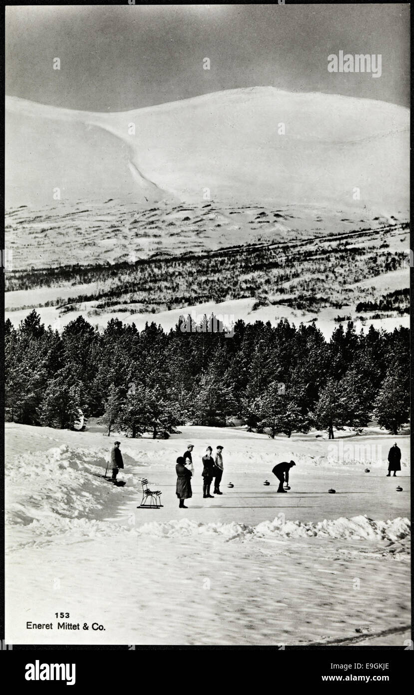 Curling, ca 1930 Stock Photo