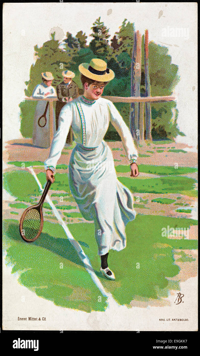 1912 postcard, glamorous tennis player USA 1912 postcard, glamorous tennis player USA