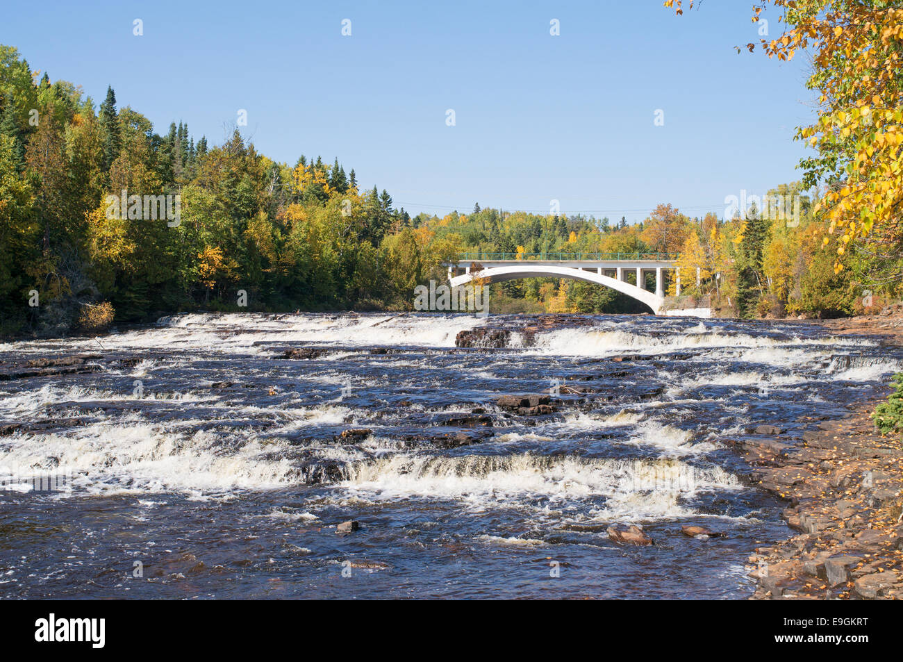 Current River and Black Bay Bridge, Thunder Bay, Ontario, Canada Stock Photo