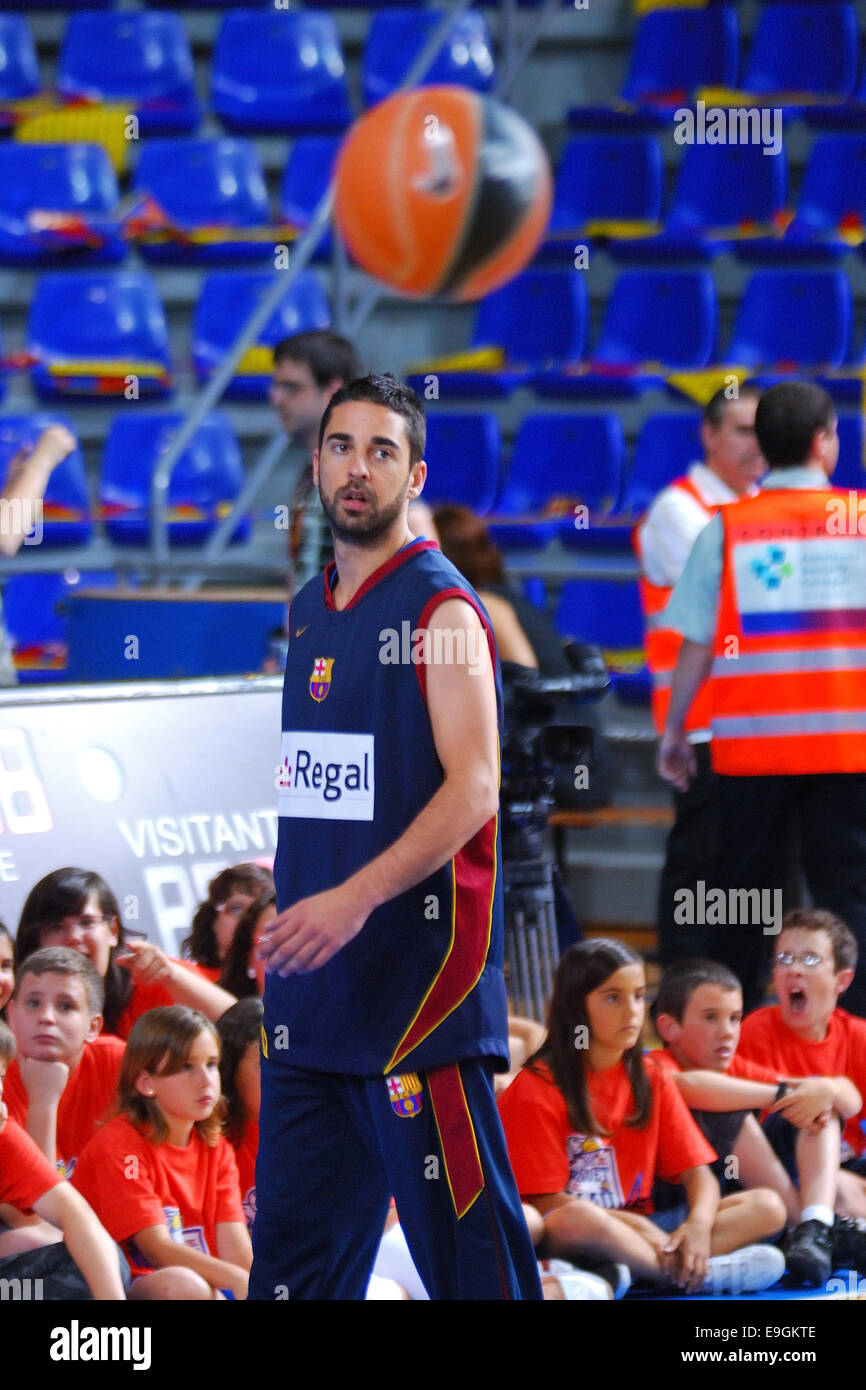 BARCELONA - JUNE 15: Juan Carlos Navarro plays againts TAU Vitoria basketball team at Palau Blaugrana. Stock Photo