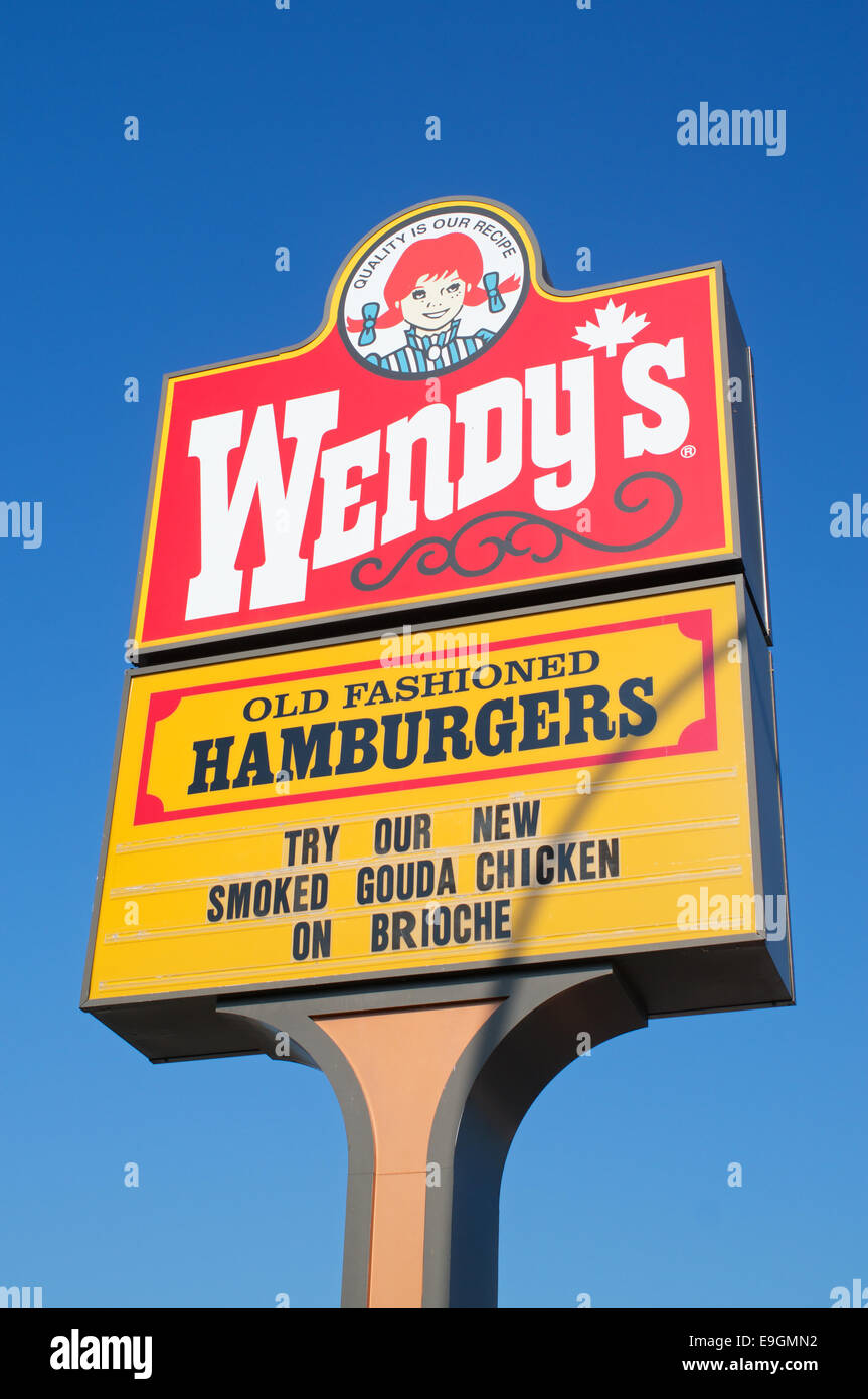 Wendy's sign old fashioned hamburgers Thunder Bay, Ontario, Canada Stock Photo