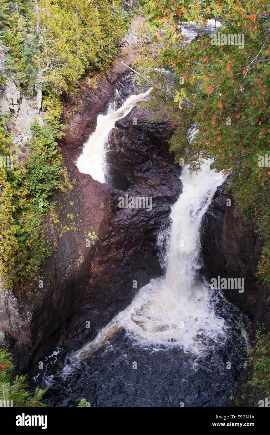 Devils Kettle waterfall into pothole Brule River Minnesota State Park
