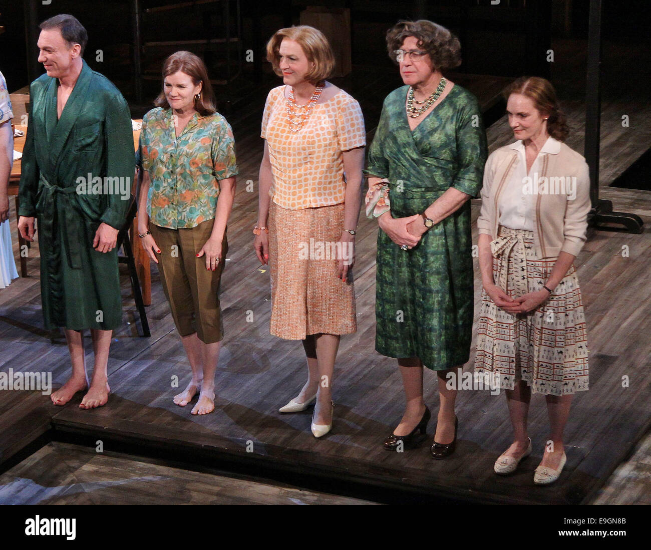 Opening night curtain call for Broadway's Casa Valentina at the Samuel J. Friedman Theatre.  Featuring: Patrick Page,Mare Winningham,Reed Birney,Larry Pine,Lisa Emery Where: New York, New York, United States When: 24 Apr 2014 Stock Photo