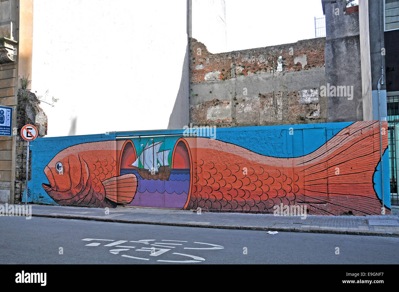 street scene,painted wall Montevideo Uruguay Stock Photo