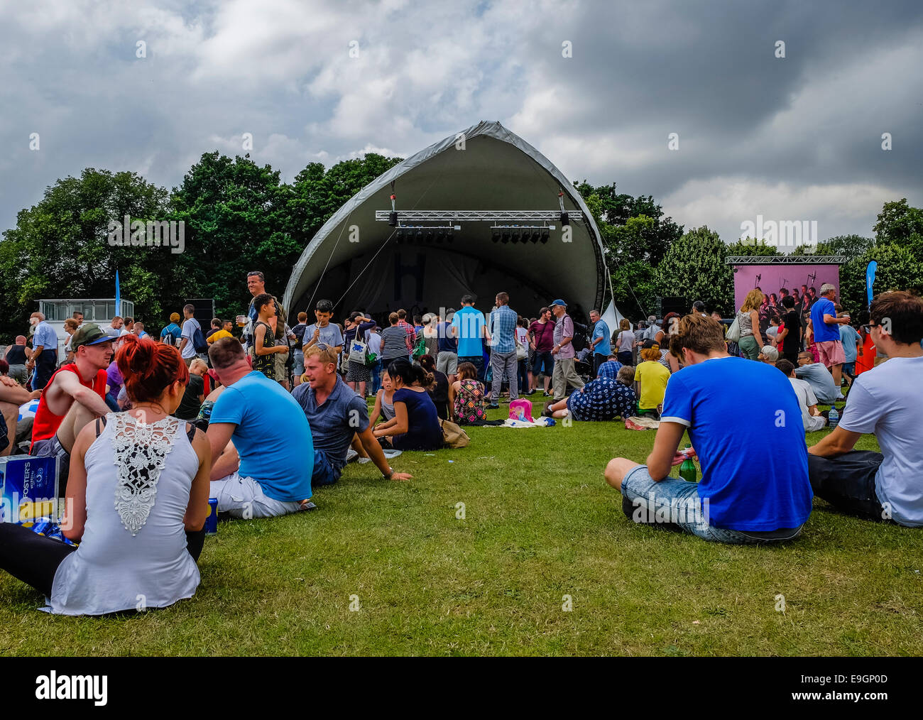 Music stage at the Bedford River Festival Stock Photo Alamy