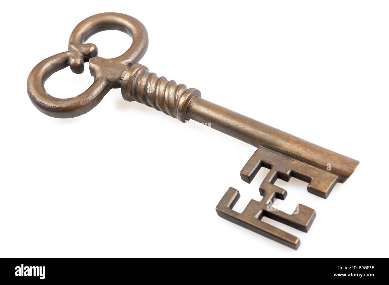 Old key isolated on white background Stock Photo - Alamy