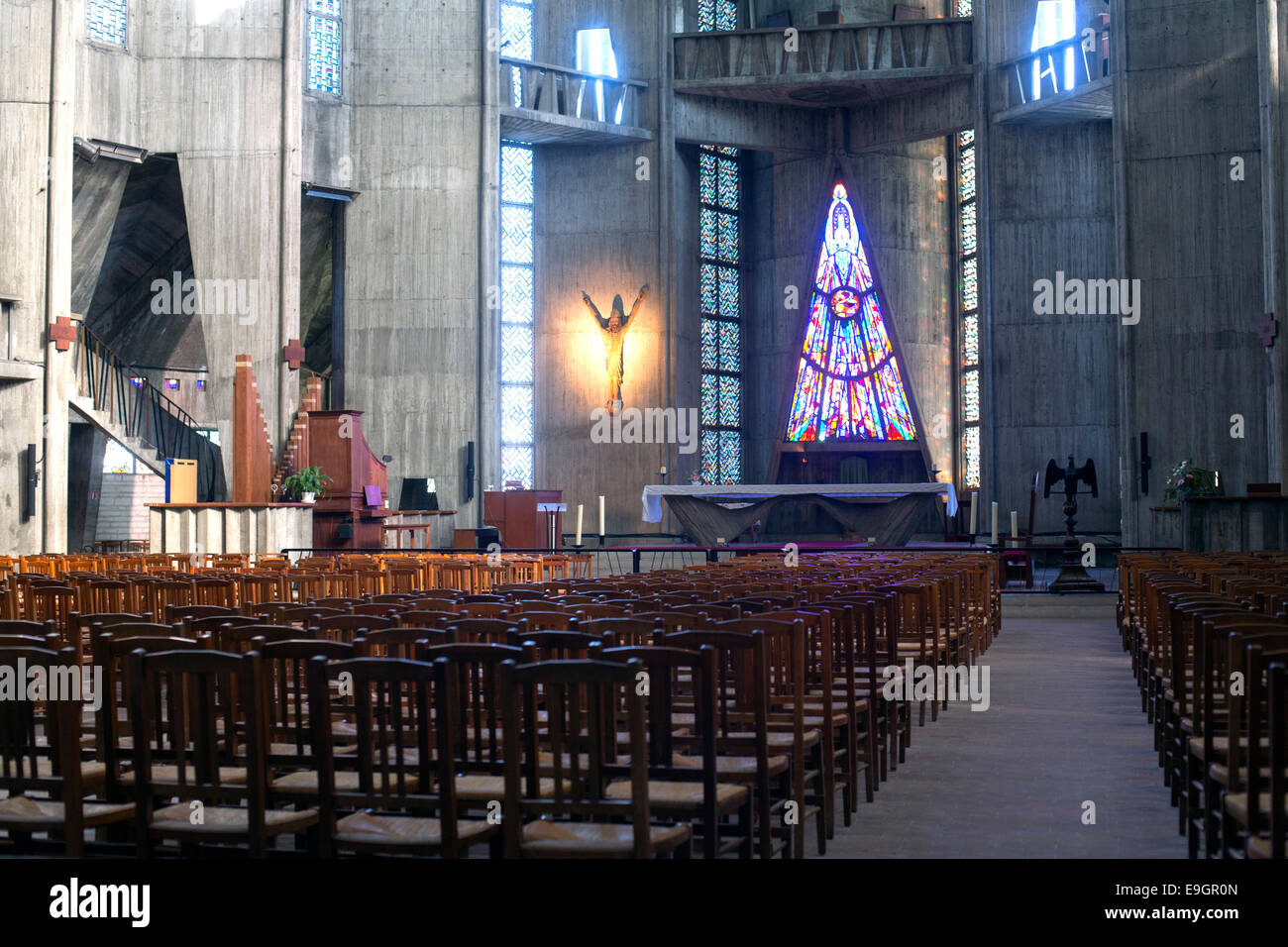church Notre-Dame-de-Royan cathedral modern brutal Stock Photo