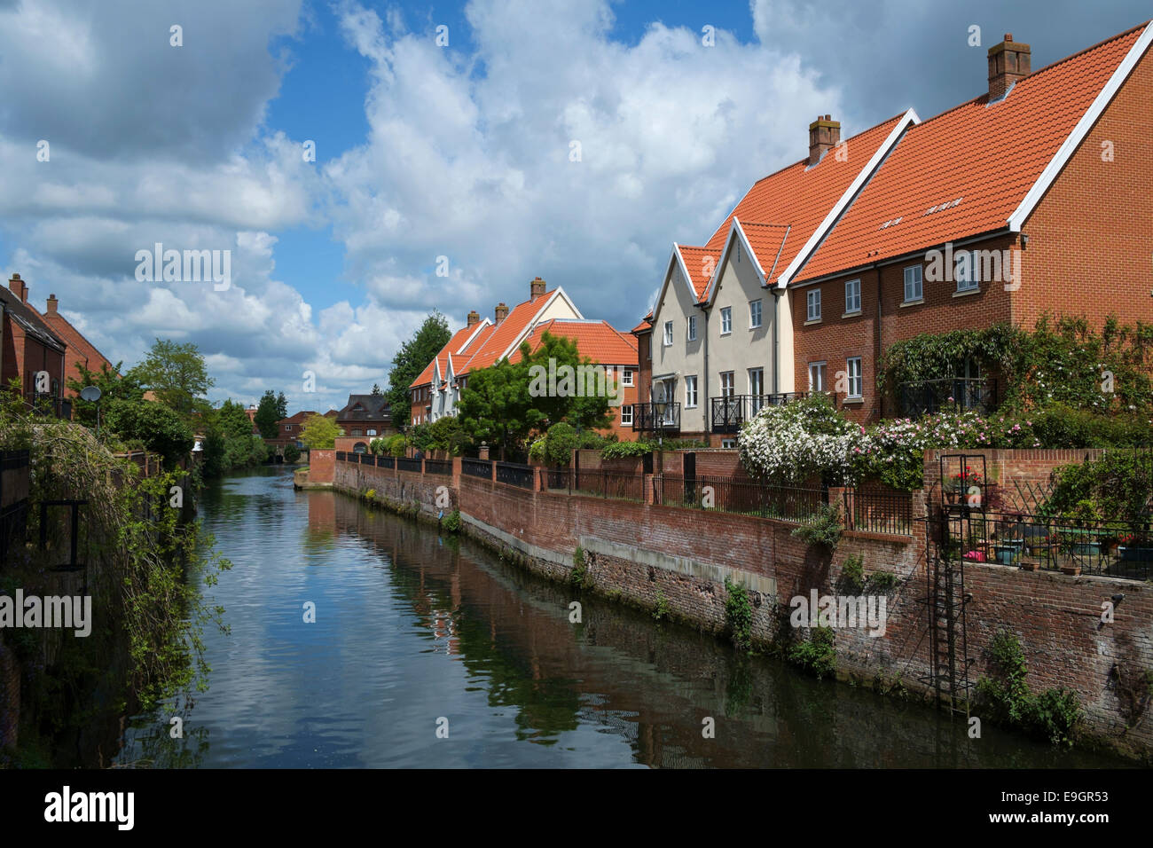 Riverside houses in Norwich. Stock Photo