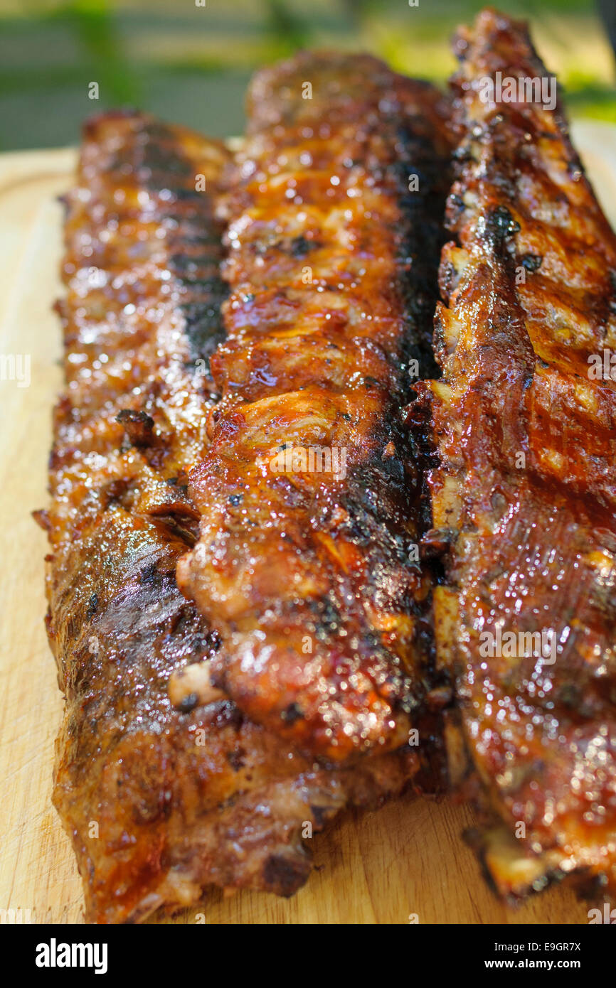 Slow cooked smoked, barbecued pork spare ribs Stock Photo Alamy