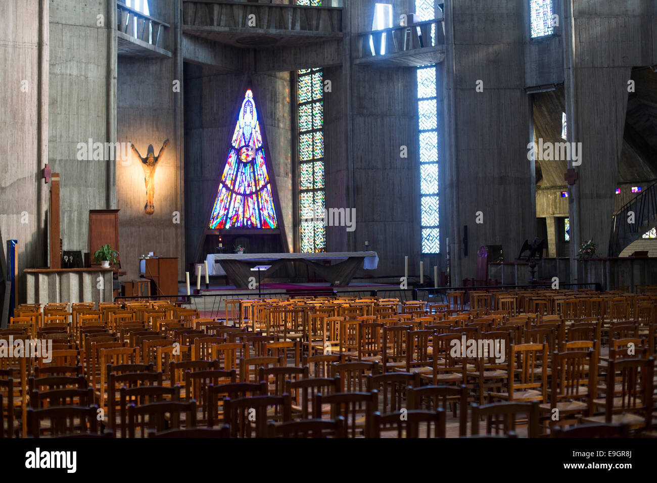 church Notre-Dame-de-Royan cathedral modern brutal Stock Photo