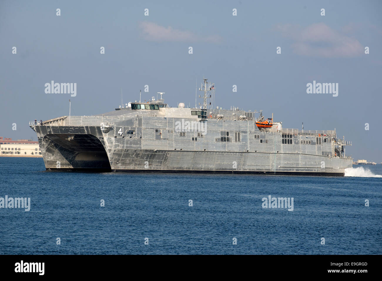USNS Fall River Spearhead Class US Navy Ship underway Penscola Bay Florida USA Stock Photo