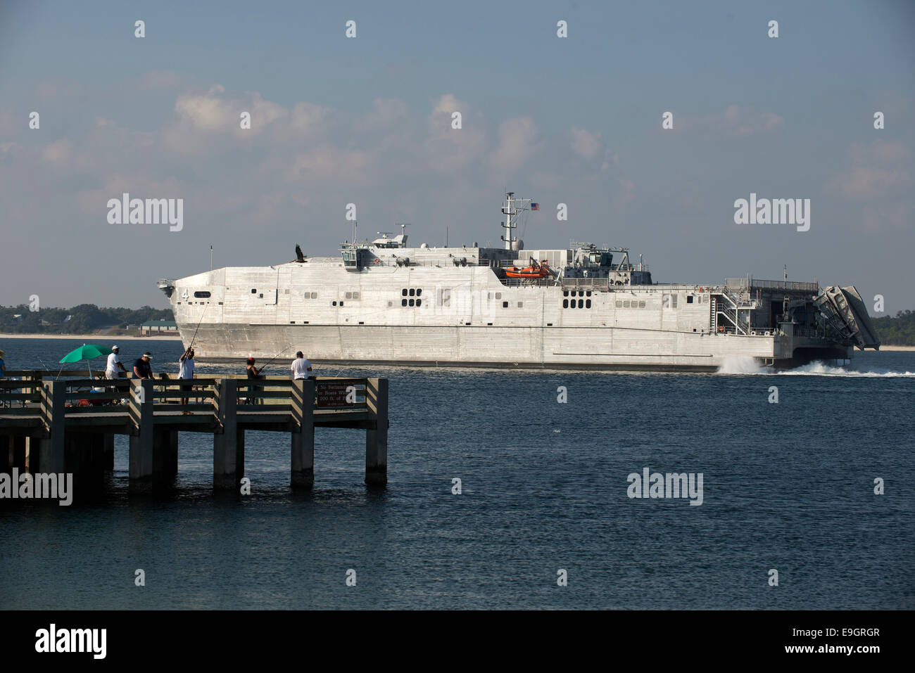 USNS Fall River Spearhead Class US Navy Ship underway Penscola Bay Florida USA Stock Photo